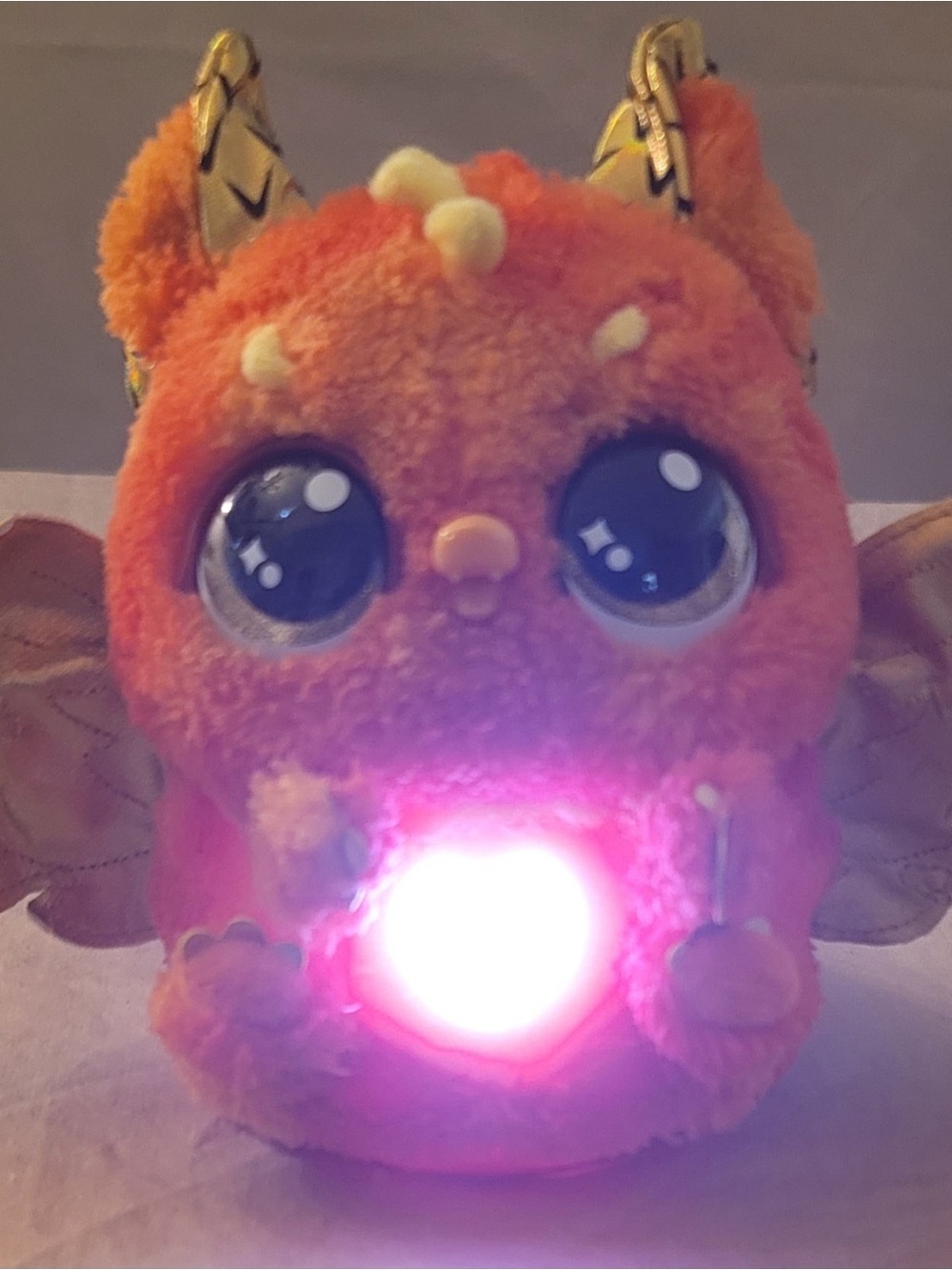 Plush Orange Light-Up Dragon Toy - Cute Interactive Kids Plush